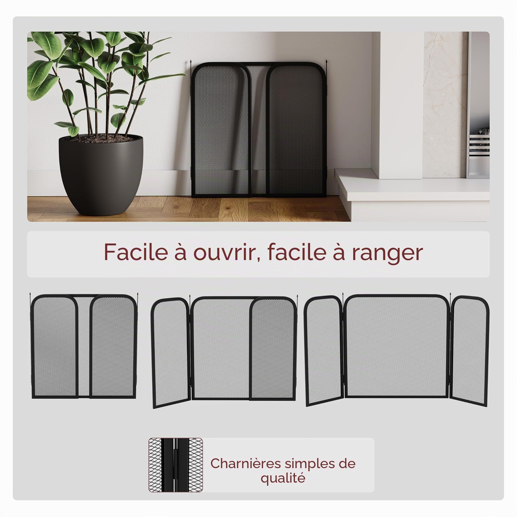 Pare-étincelles carré Noir Fire Vida Roxby