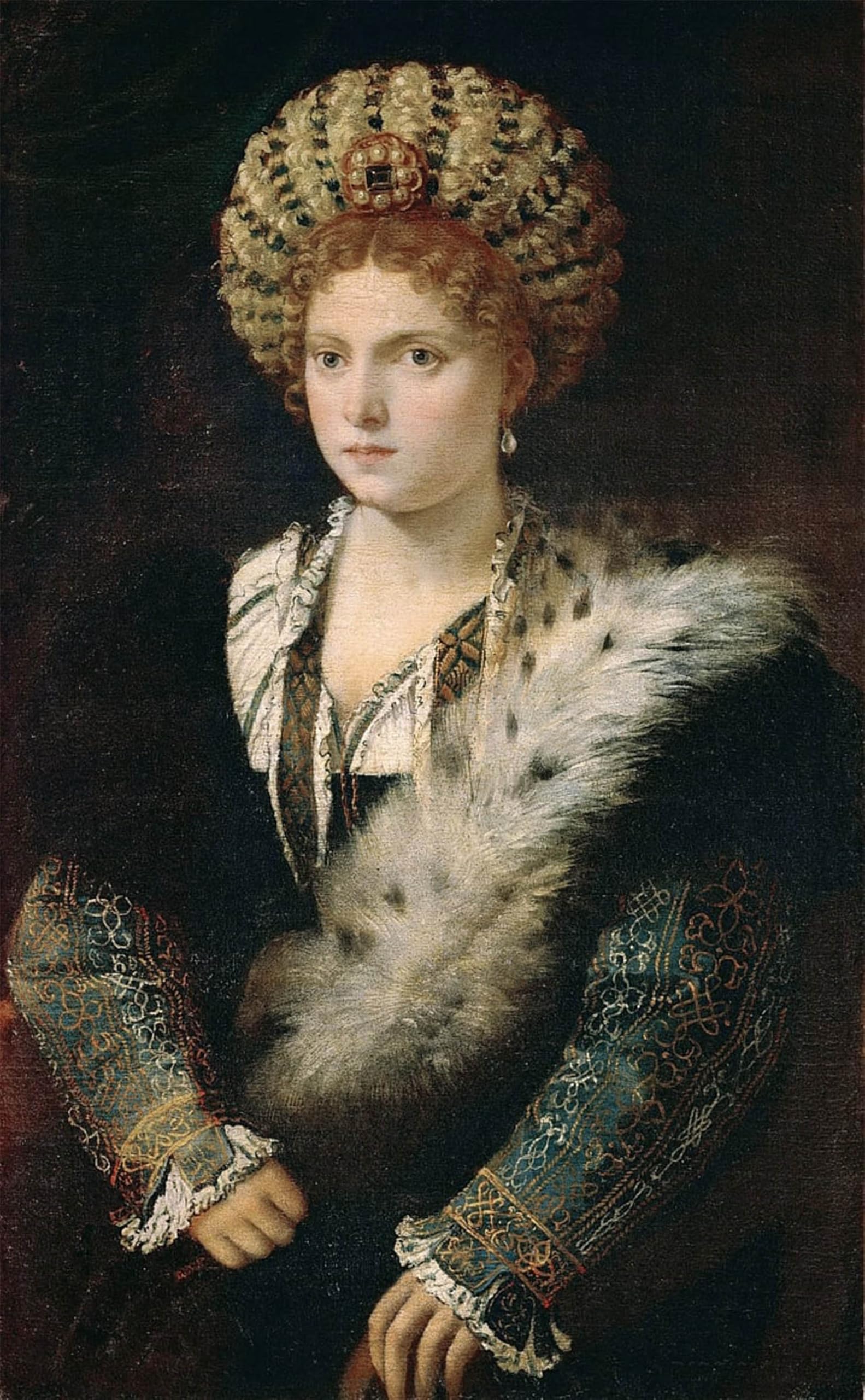 ARTXLXXBN Famous Art Print Poster Vintage Wall Art Portrait of Isabella Deste by Tiziano Vecelli Canvas Art Poster for Home Decor 60x90cm