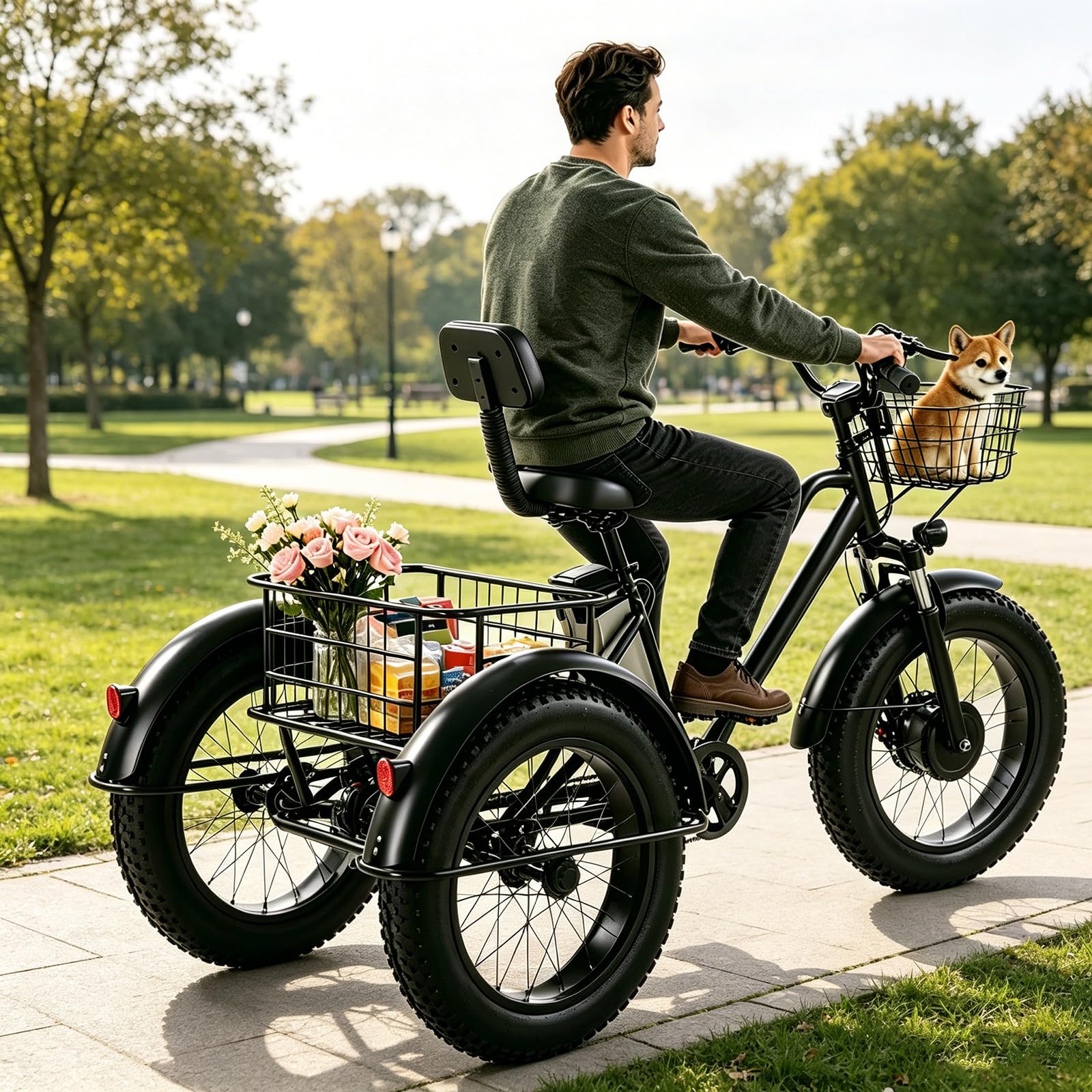 GCLCPAEN Adult Off-Road Tricycle,Electric Tricycle For Daily Commuting,Comfortable Riding 12A