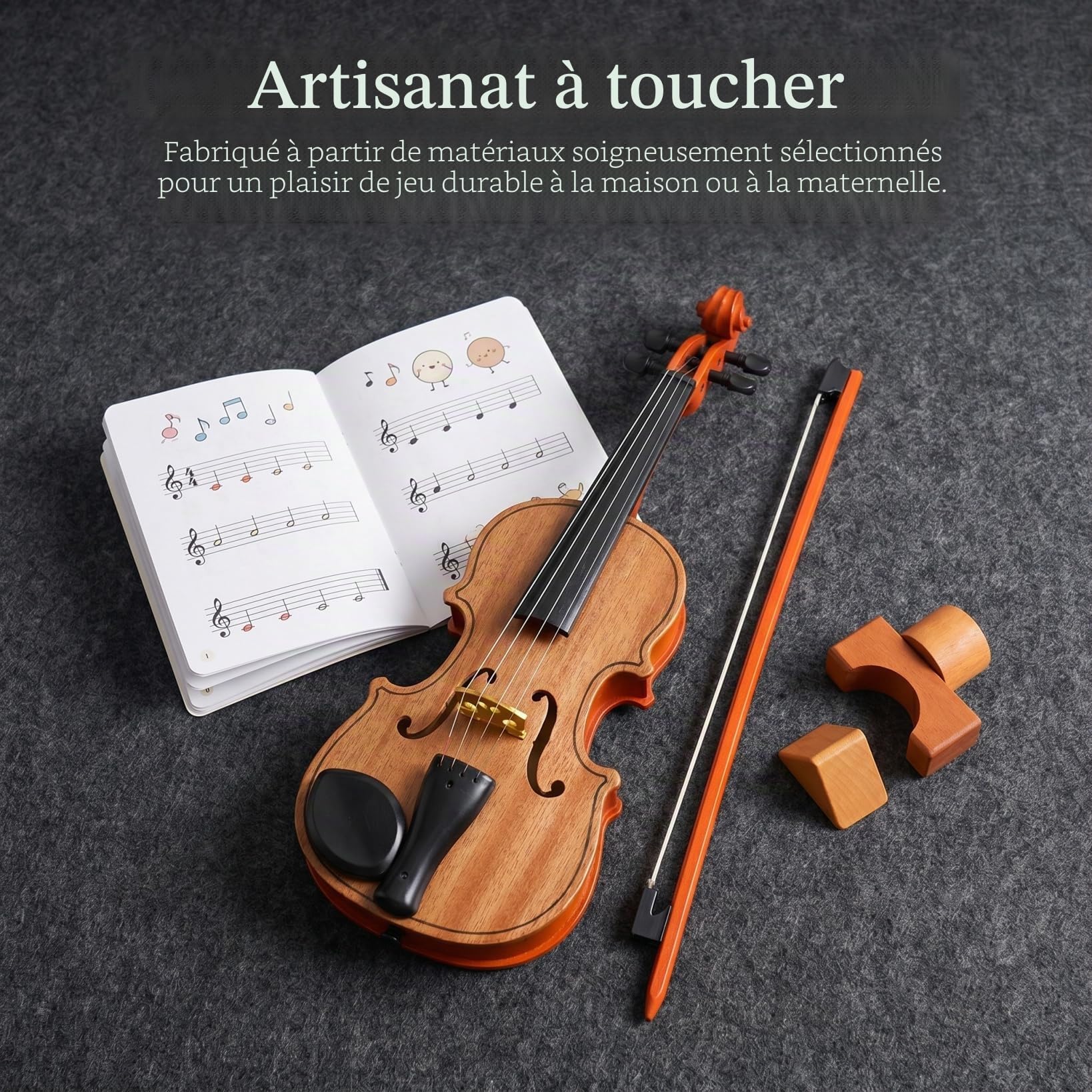 Vaguelly Violon pour enfant en bois 40,9 cm instrument de musique jouet | Violon réaliste pour les tout-petits, la promotion précoce et le jeu créatif, jouet éducatif idéal pour l'éducation musicale.