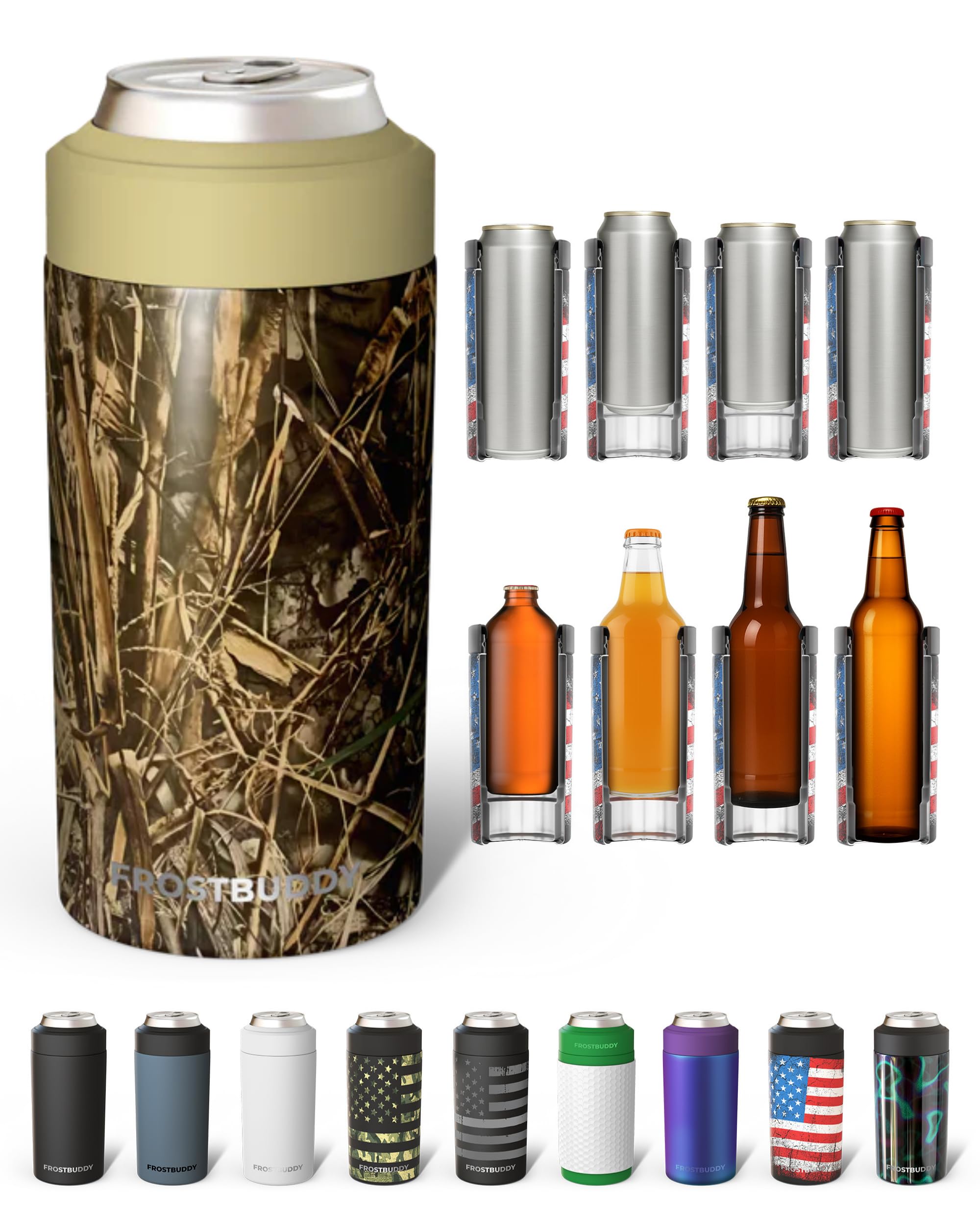Frost Buddy Universal Can Cooler, Stainless Steel, Real Tree Max7