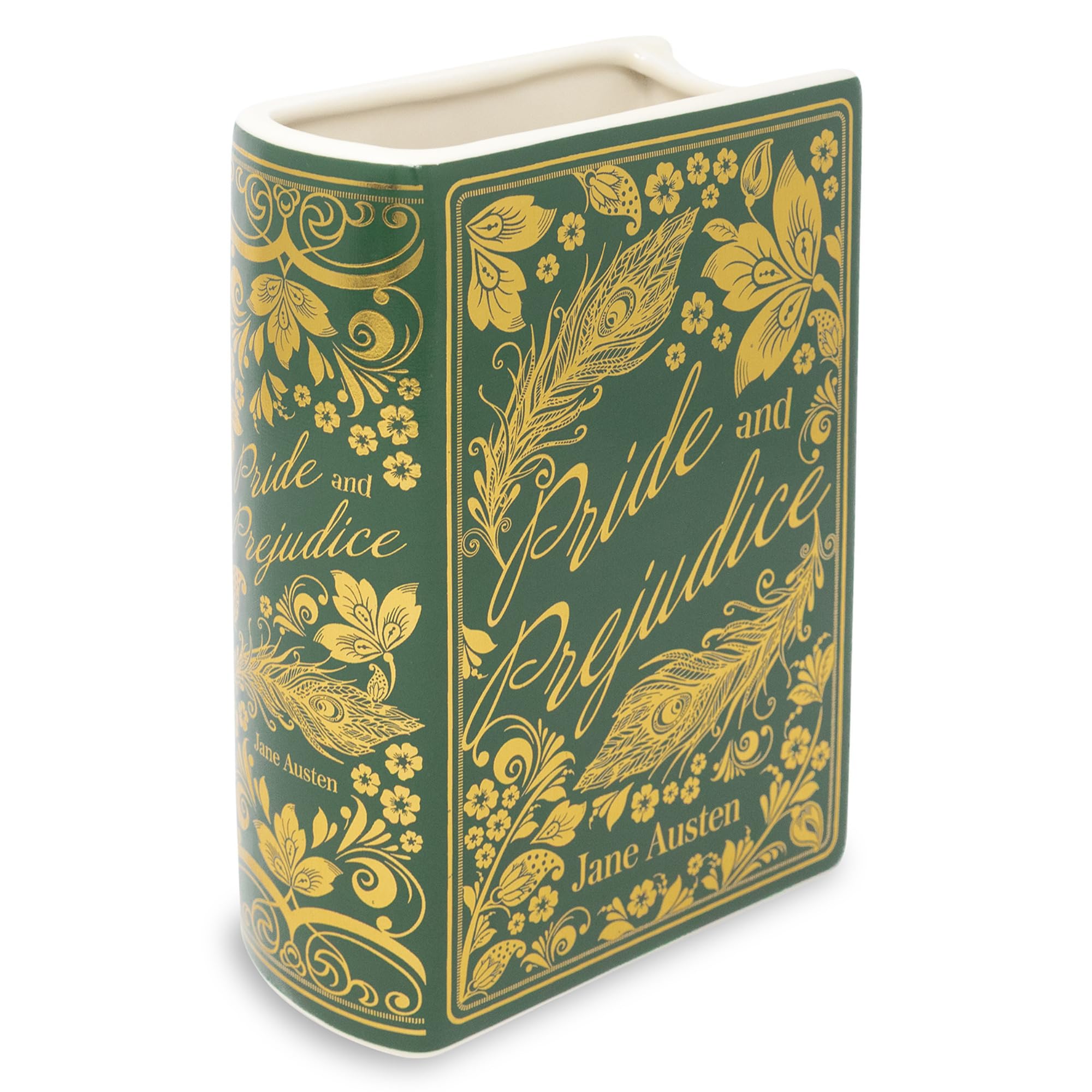 Steel Mill And Co. Women's Pride And Prejudice - Collector's Edition Steel Mill & Co Original Large Book-Shaped Decorative Vase, Ceramic Vases For Home Decor, Cute Bookshelf Decor, Unique Vase For Book Lovers (Pride And Prejudice - Collector's Edition)