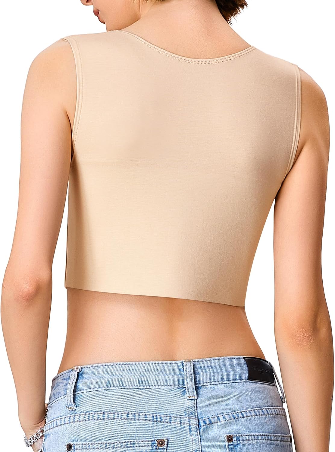 LEINIDINA Chest Binder for Transgender FTM Elastic Band Crew Neck Pullover Binder Bra Tank Top - Image 2