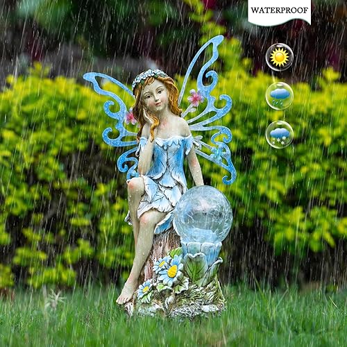 Miniatura 5 de Decoración de hadas de jardín, estatuas solares para exteriores, accesorios de jardín de hadas, figura de hadas para regalos exteriores, adornos de