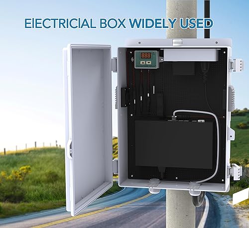 Miniatura 4 de Caja eléctrica al aire libre, caja de conexiones eléctricas impermeable IP65 carcasa de plástico ABS con ventilador y termostato, placa de montaje,