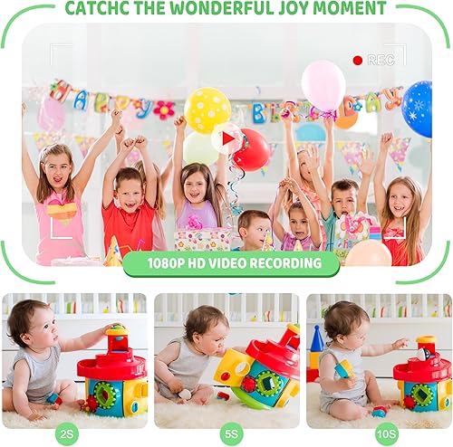 Miniatura 7 de Cámara para niños, regalos de cumpleaños para niños y niñas de 3 a 8 años, grabadora de video para niños de 8 a 12 años, videocámara digital para