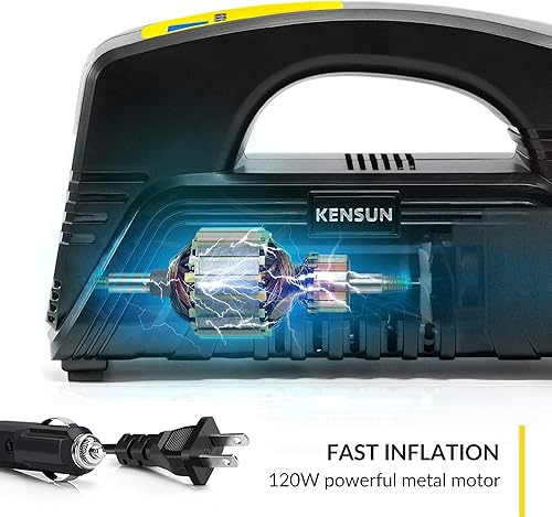 Miniatura 5 de AC/DC acción rápida portatil compresor de aire inflador de neumáticos Kensun con visualización digital para auto y casa (110 V) (12 V), 1 fl oz/min.