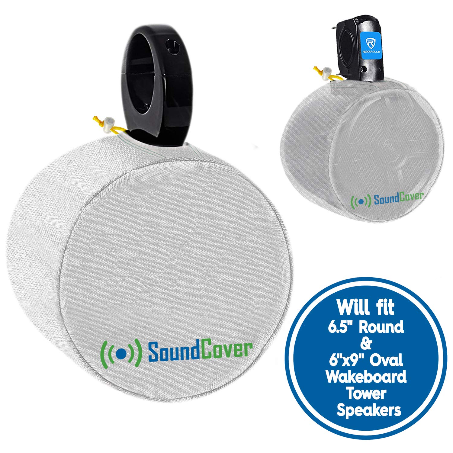 Buy Two White Heavy Duty Medium Marine Speaker Covers for Round 6.5