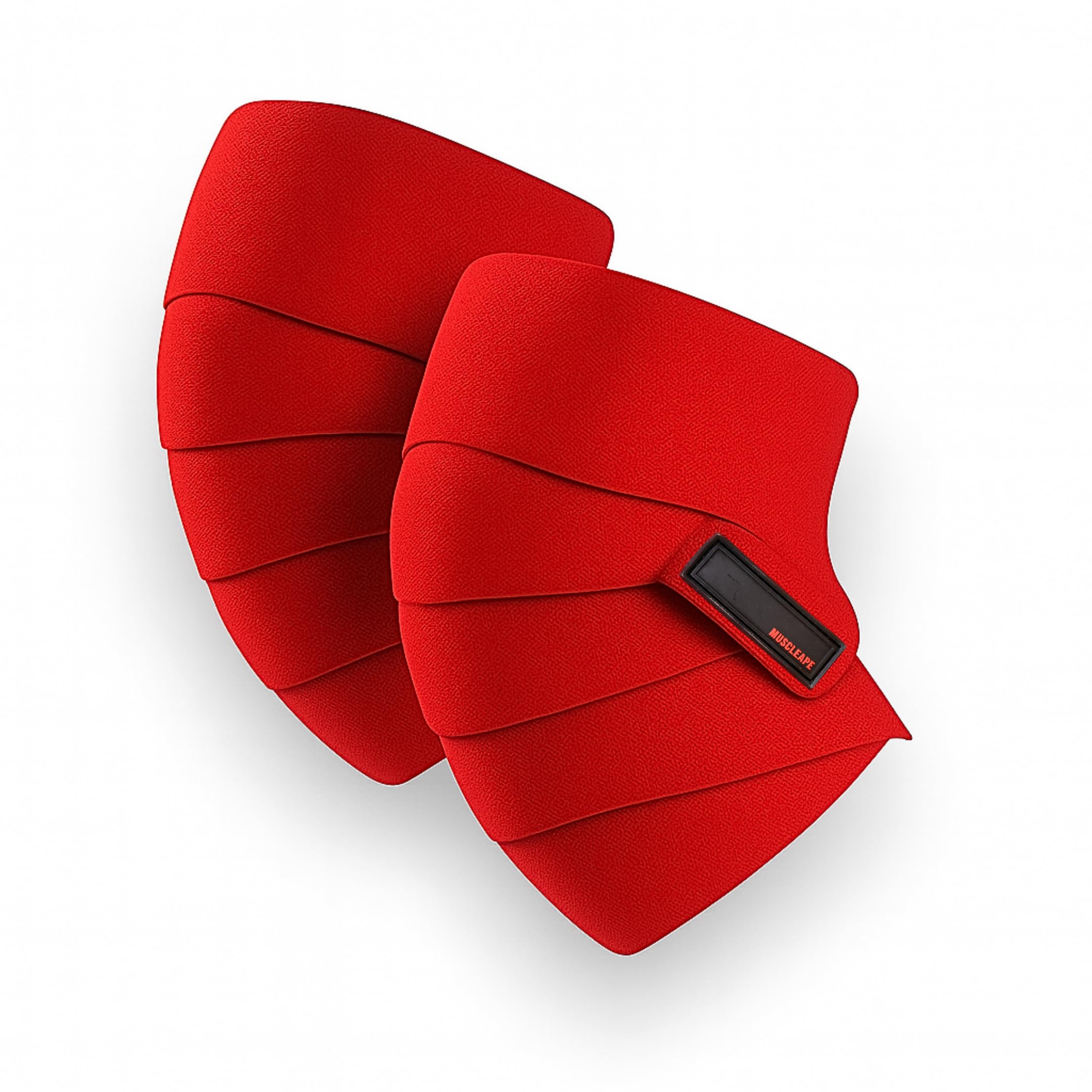 Knee Wraps | SuperFabric Support Straps for Squats, Leg Press & Powerlifting| Adjustable Compression for Men & Women | Heavy Duty Gym Knee Support. (Velcro, Red)-image-35