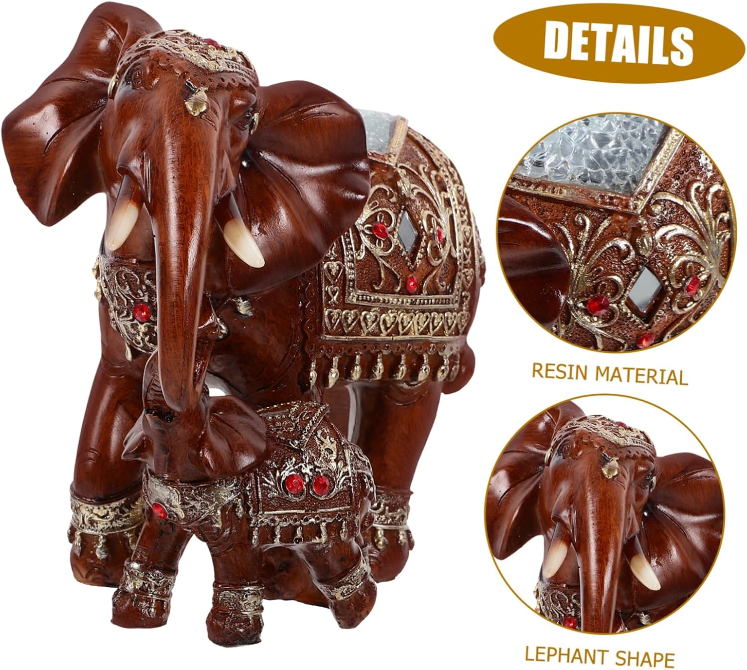 PRETYZOOM Lucky Elephants Statue Elegant Resin Ornament Decorative Figurine for Home Office Unique Art Design Brings Luck Wealth Desk Decor