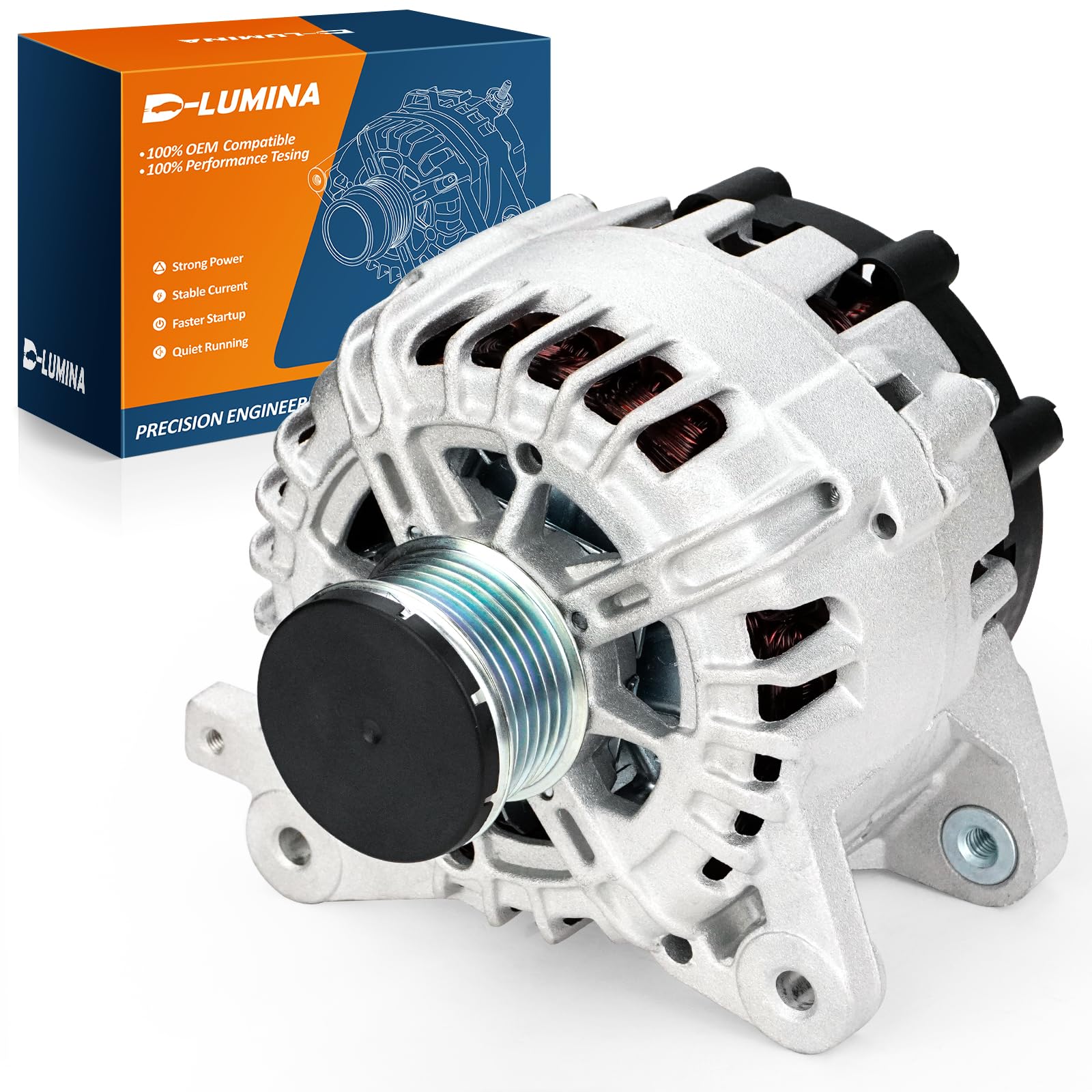 120A Alternator for Nissan Rogue S SL SV 2014-2018 2.5L 23100-4BA0A | Charging Assembly with 6-Groove Clutch Pulley and CW Rotation; Replaces 11648 23100-4BA0B TG12C152