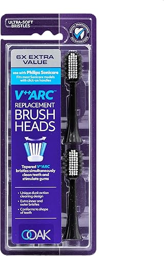 Ooak V++Arc Recambio Cabezal de Cepillo con Philips Sonicare, 6 unidades - Negro