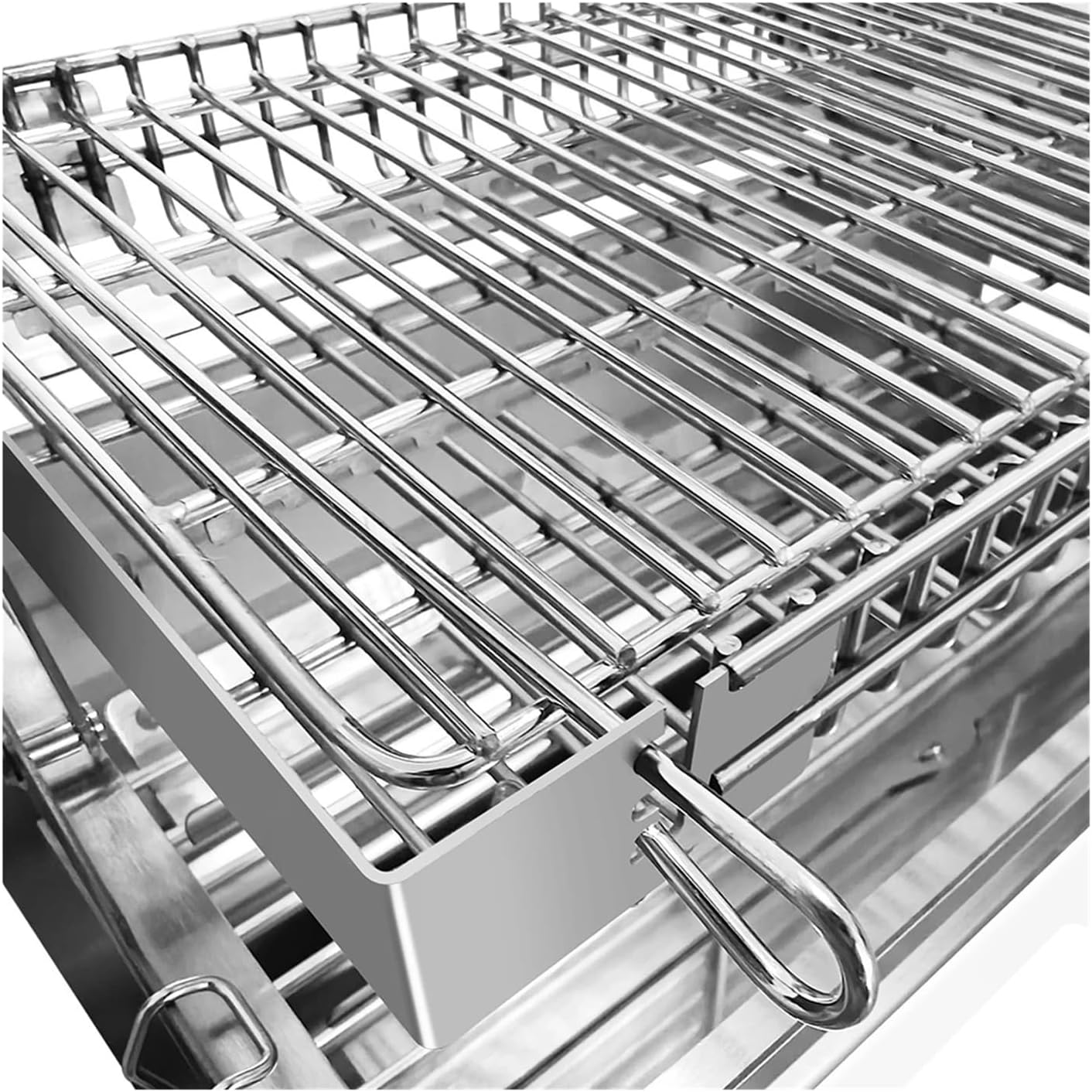 Portable Stainless Steel Camping Charcoal BBQ Grill With Rotary Barbecue Basket