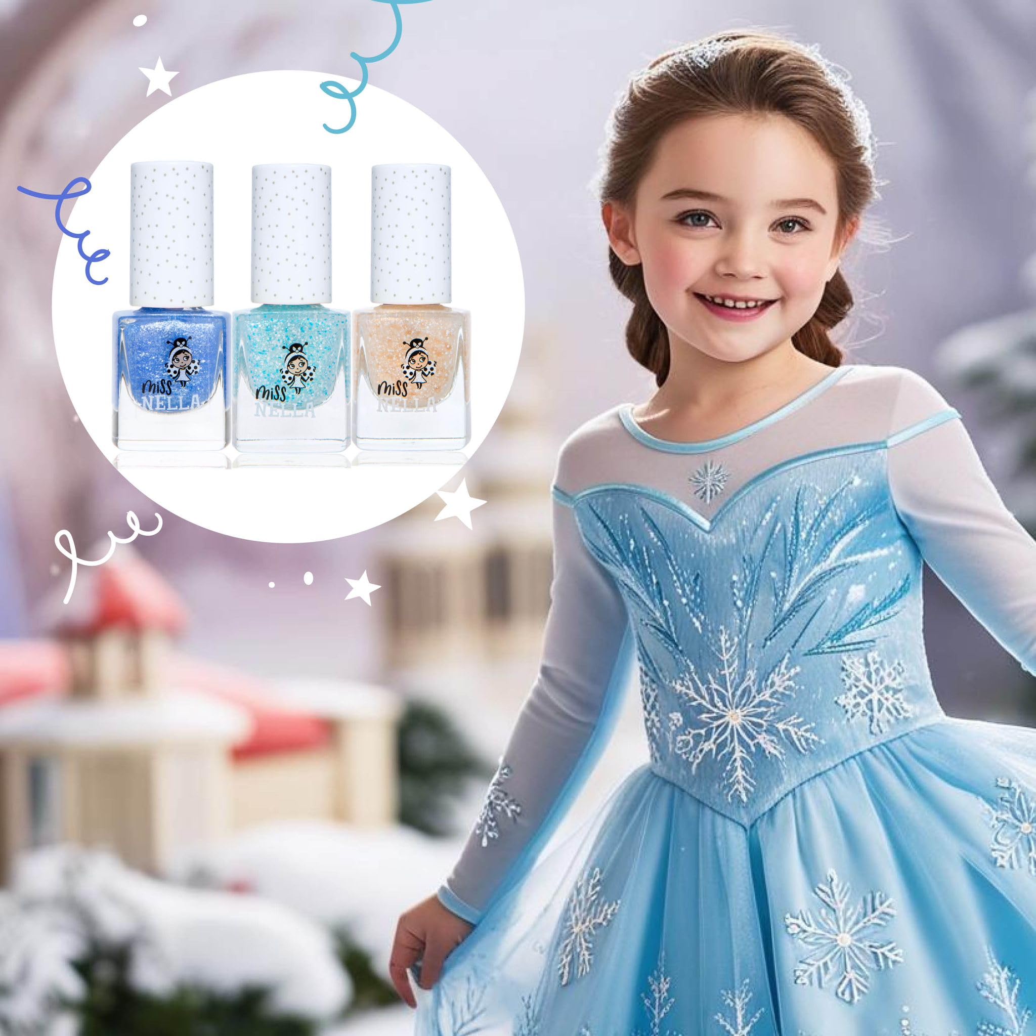 Miss Nella Tres esmaltes de reina de hielo: en este paquete de 3 esmaltes encontrarás los esmaltes MN46 Elephunky, MN52 Once Upon a Time, MN51 If The Shoe Fit.