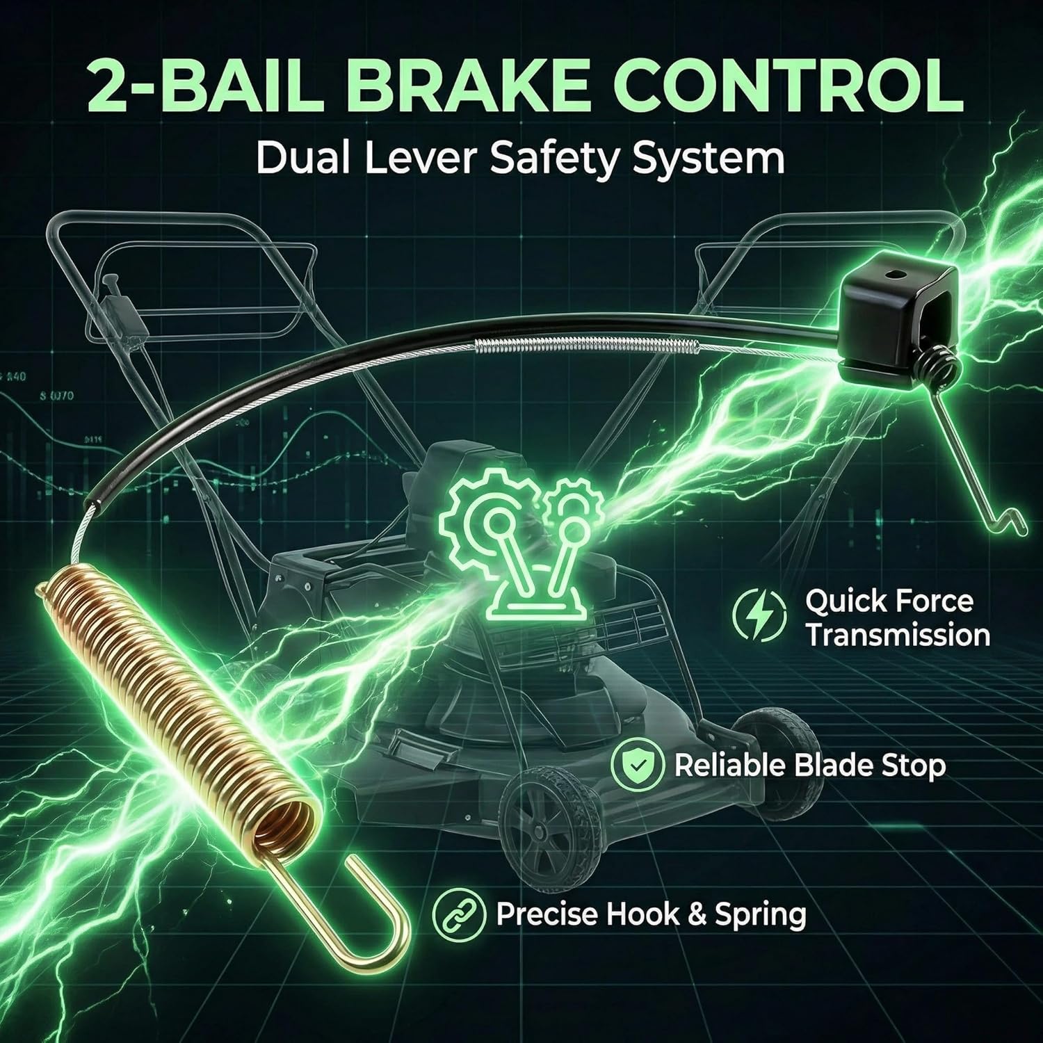 133-2622 Brake Cable, 30 Inch 2-Bail Replacement for 121-2310, Fit for Exmark ECKA30 ECS180CKA30000 S Series & Toro Turf Master 22205TE 30 Inch Lawn Mowers