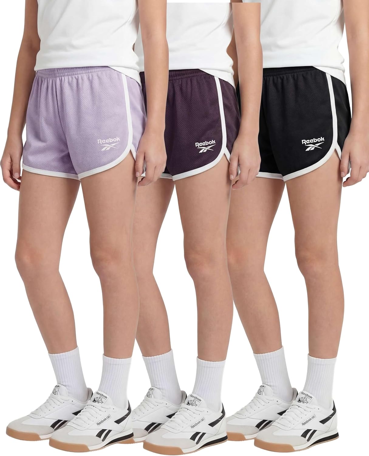 Reebok 3 Pack: Girls' Mesh Dolphin Shorts - Kids Teen Tweens Youth Active Athletic Volleyball Basketball Soccer Running