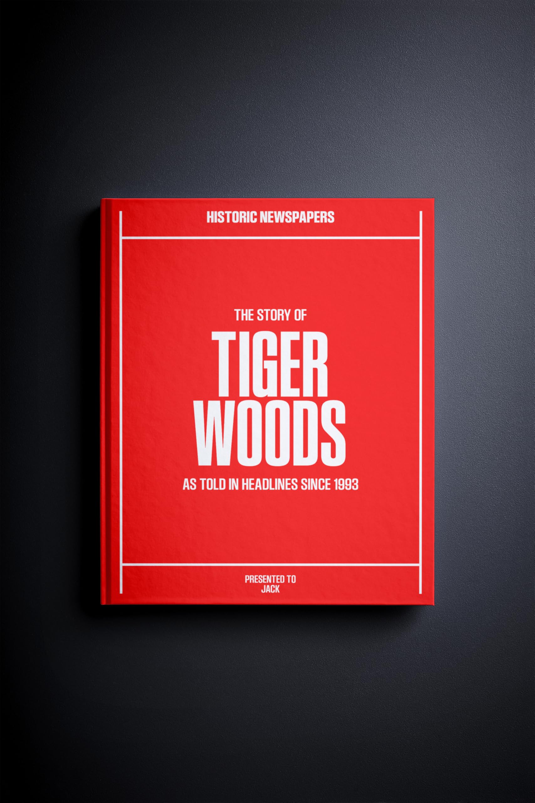 Historic Newspapers - Personalised Sporting Newspaper History Book - UK Sports Fan Gift - History told Through Newspaper Coverage - Name Printed on Cover (Tiger Woods)
