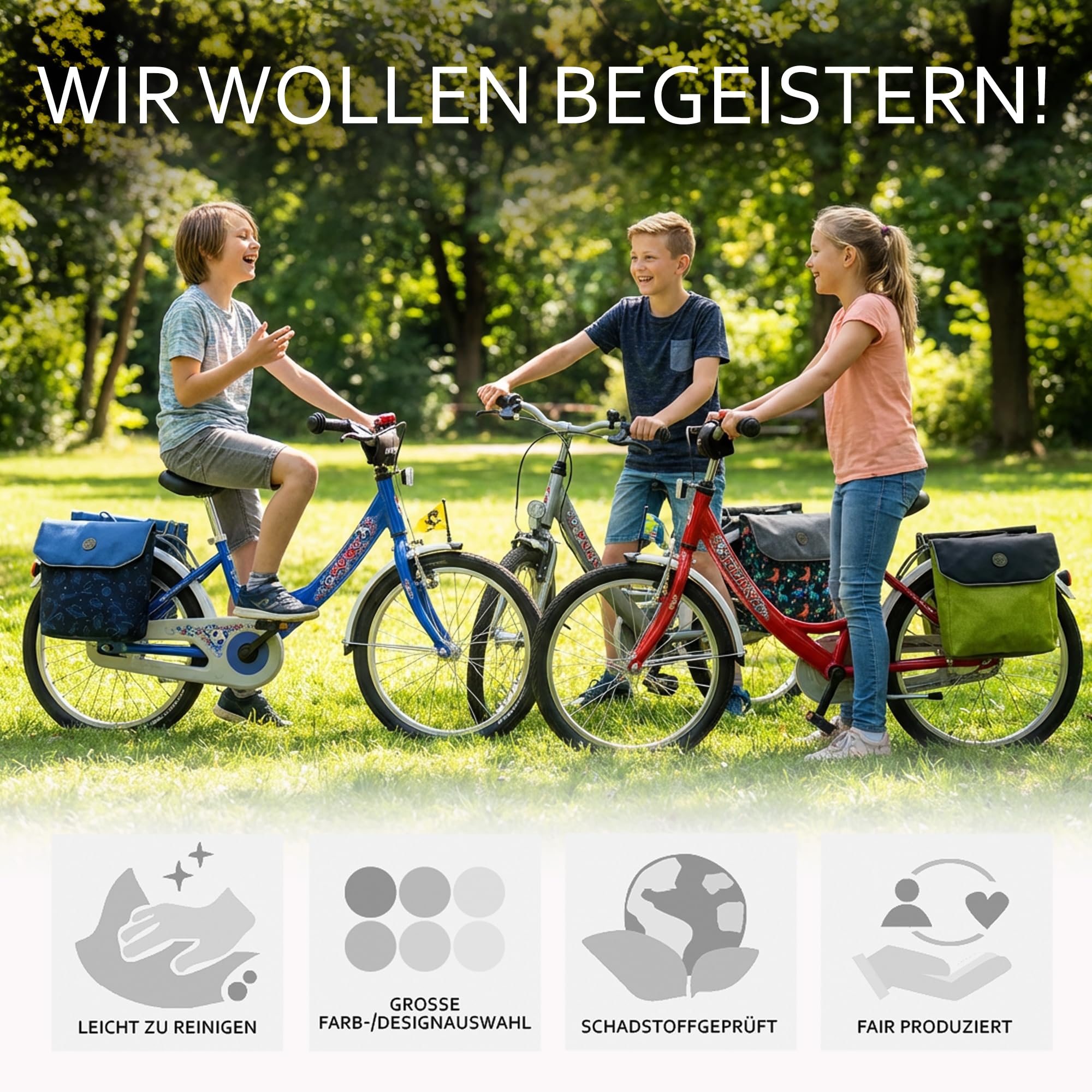 BambiniWelt by Rafael K. Torba na bagażnik rowerowy [torba rowerowa dla dzieci], odporna na działanie wody, nadaje się do 18-24 cali, np. do wszystkich rowerów Puky (M2) (model 22 (M2))
