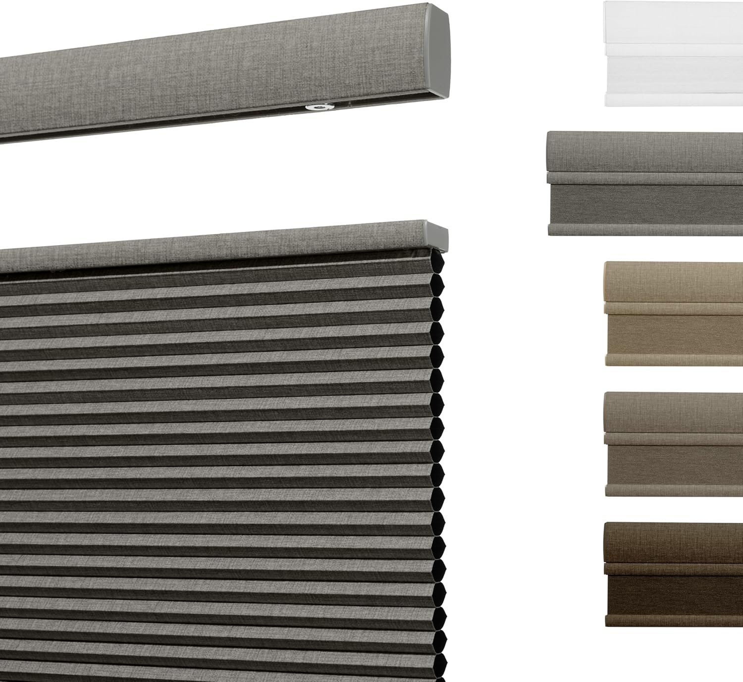 Boolegon New Upgrade Top Down Bottom Up 1" Linen Cellular Shades Natural Fabric Honeycomb Blinds Cordless Blinds for Windows Room Darkening Office Home, Blackout Gray, Custom Size