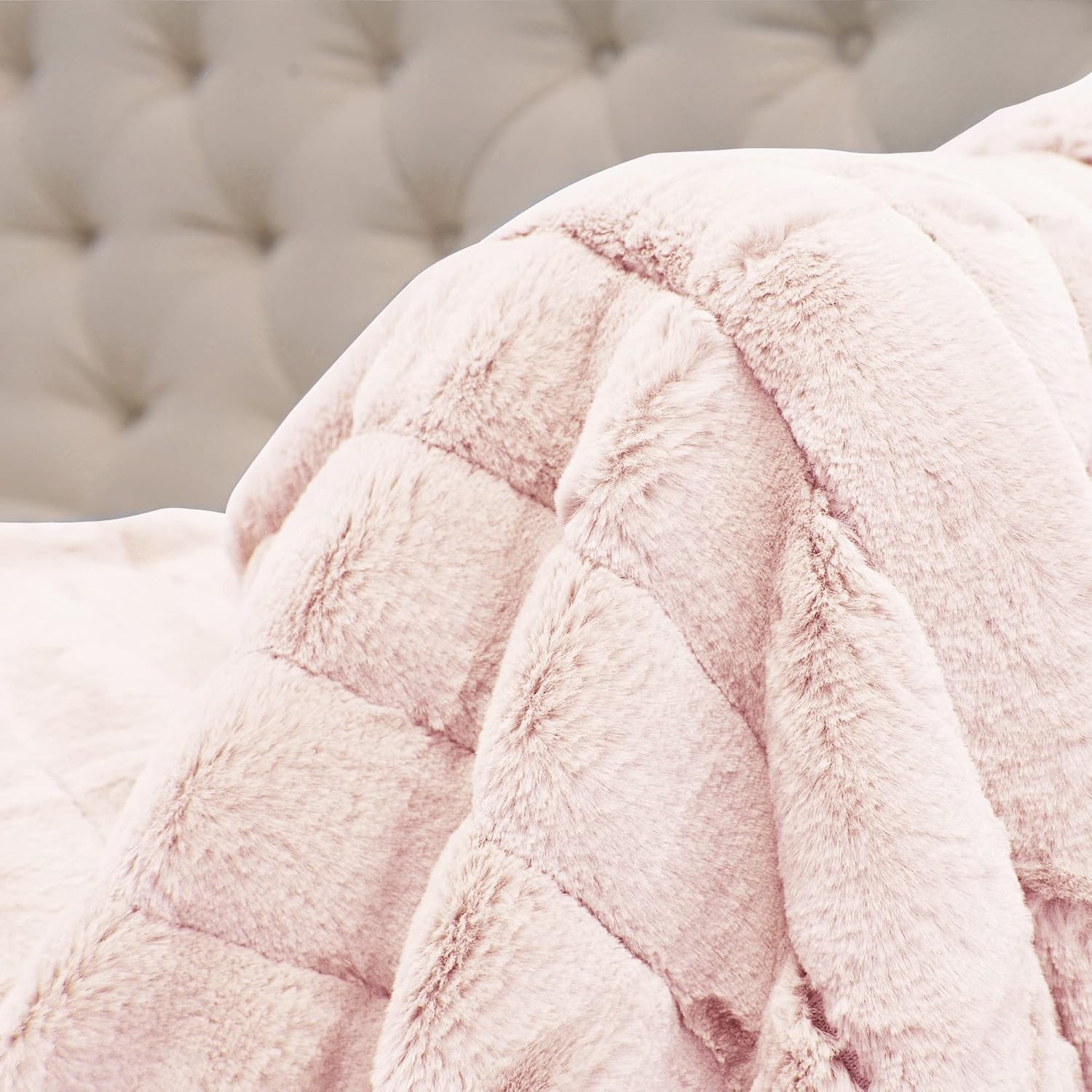 Home Soft Things Super Mink Faux Fur Throw, 50'' x 60", Soft Pink, Luxurious Fluffy Cozy Elegant Blanket with Sherpa Backing Fuzzy Throw for Couch Living Room Bedroom Home Décor