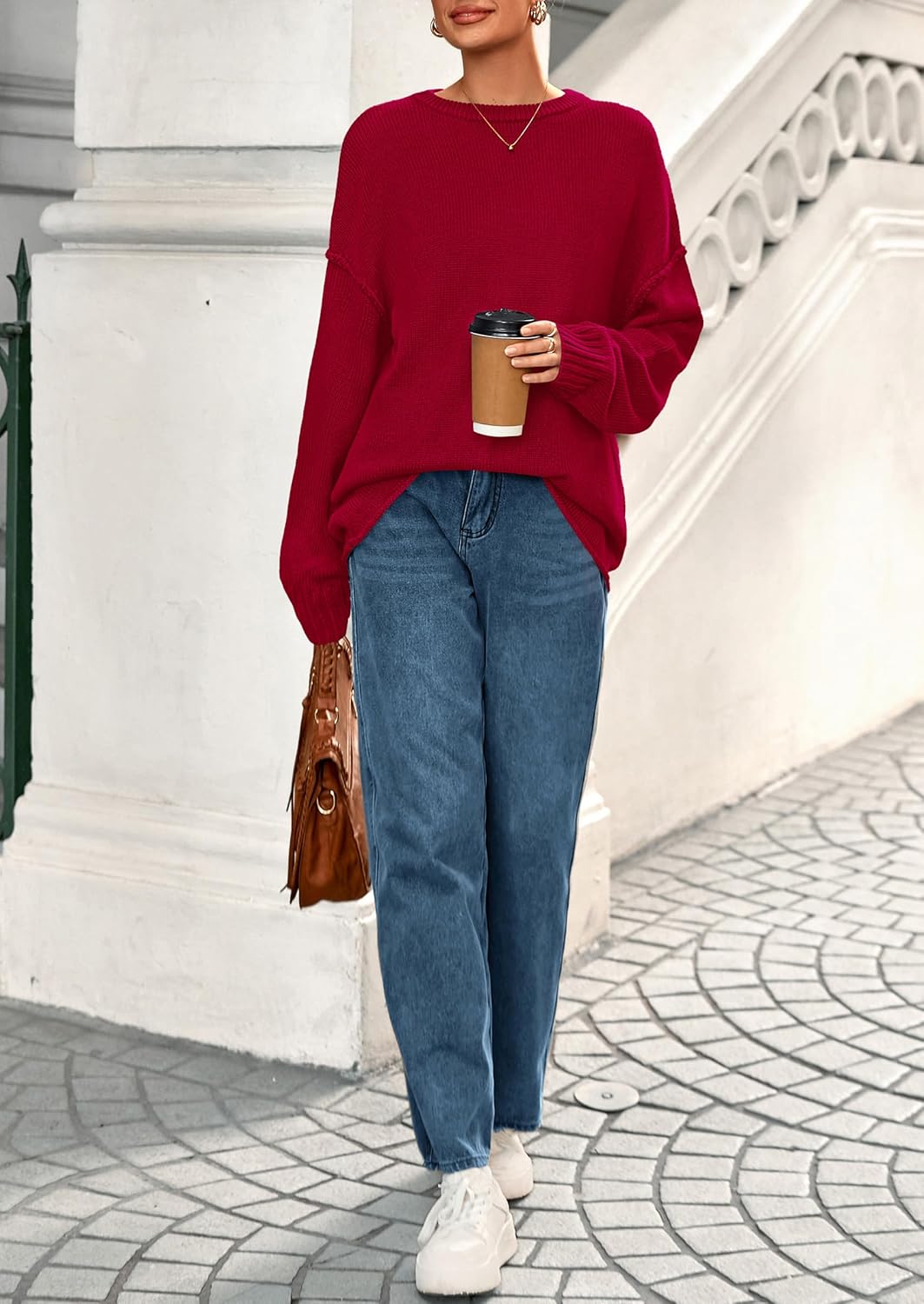 NALANISA Oversized Sweaters for Women Fall 2025 Casual Long Sleeve Crewneck Knit Cozy Lightweight Pullover Sweater Jumper Top - Image 8