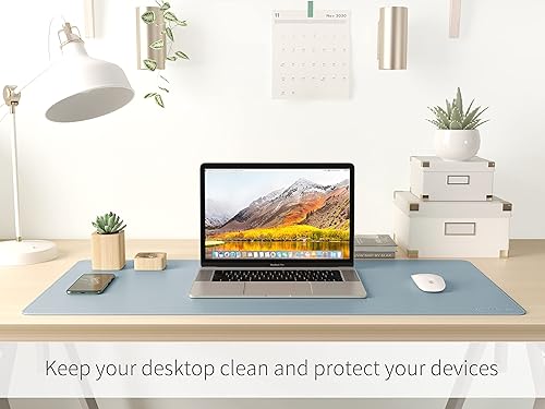 Miniatura 8 de RENMTURE Alfombrilla de escritorio de doble cara, corcho natural y piel sintética, alfombrilla grande para mouse para oficina y trabajo en casa,