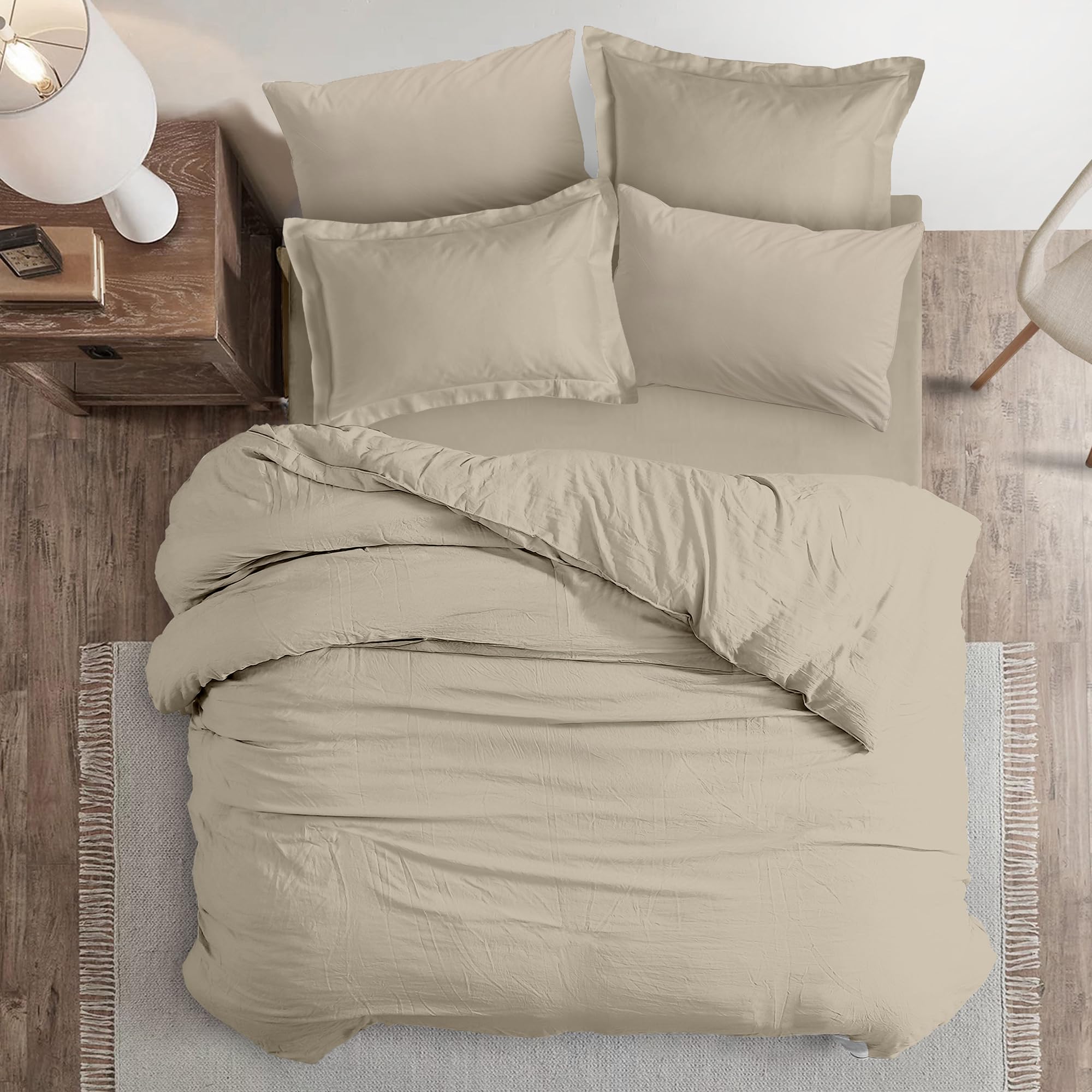 DANYDude 100% Egyptian Cotton 4PC Duvet Cover Double Set 400 Thread Count Double Duvet Cover With Deep Fitted Sheet & Pillowcases 2 Pack | 4PC Quilt Cover Set