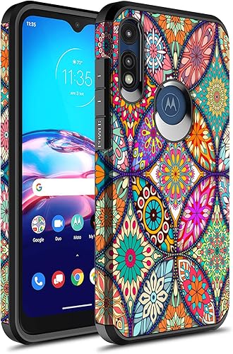 Rosebono - Funda compatible con Moto E 2020, delgada, híbrida de doble capa, a prueba de golpes, con gráficos coloridos para Motorola E lanzado en