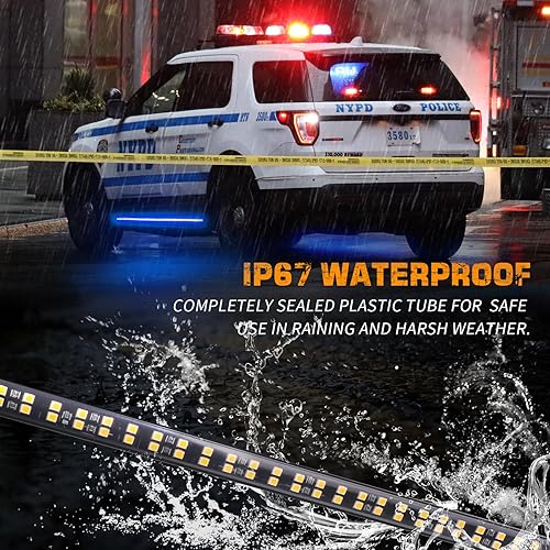 Miniatura 3 de XRIDONSEN 2 tiras de luces de emergencia azules de 70 pulgadas, 864 LED, luces estroboscópicas intermitentes de advertencia de peligro de seguridad