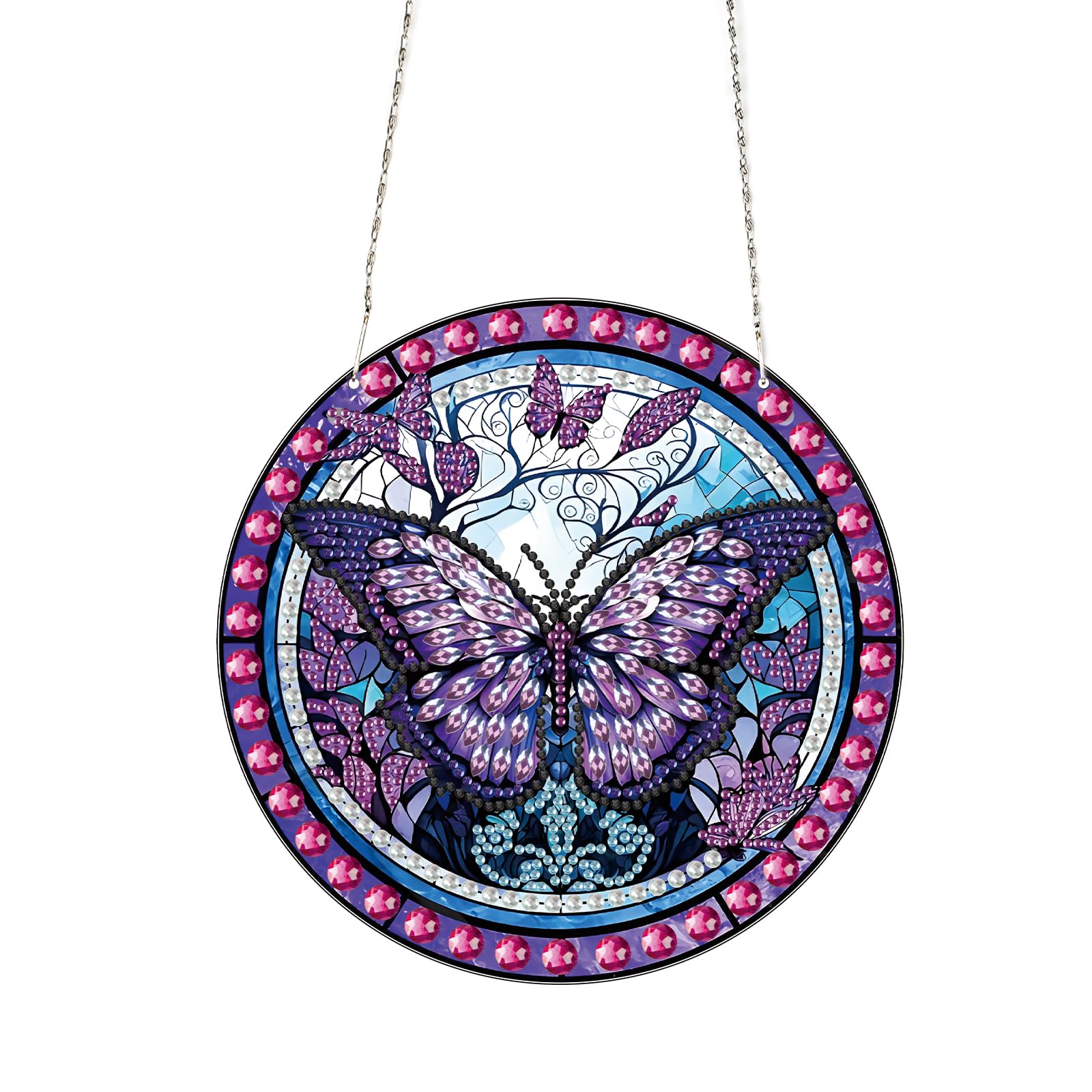 EOBROMDTiger Special Shape Diamond Art Painting Kits for Adults, DIY Double-Sided Diamond Art Kits Hanging Ornament for Window, Crystal Art for Home Wall Door Art Decoration