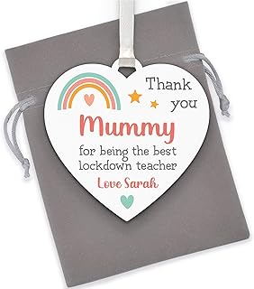 Lockdown Teacher Thank You Gifts - Home School Mum Mummy Nanny - Personalised Home School Teacher Gifts - Mothers Day Lockdown Rainbow - Lockdown Teacher Gifts - Mummy Teacher - With Grey Bag