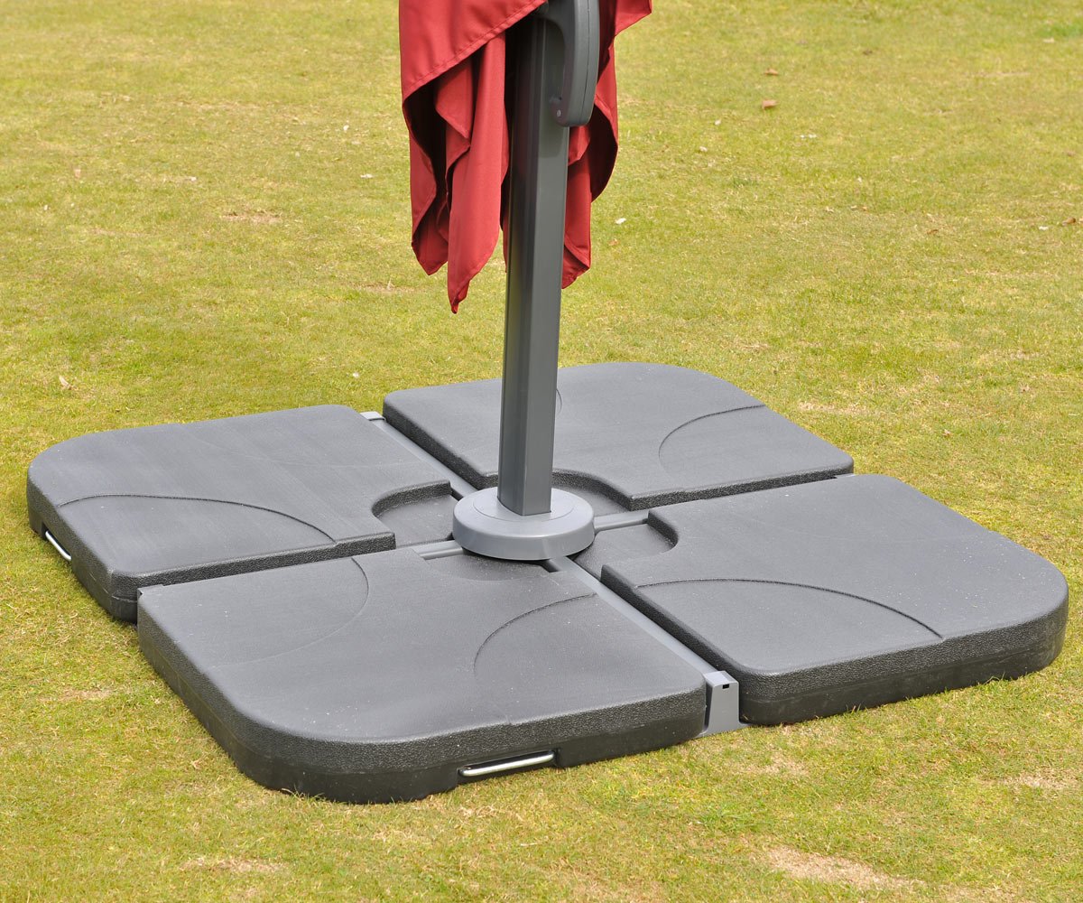 Mendler Parasol gastronomiczny HWC-A96, 3 x 3 m (Ø4,24 m) poliester aluminium/stal 23 kg - antracyt ze stojakiem