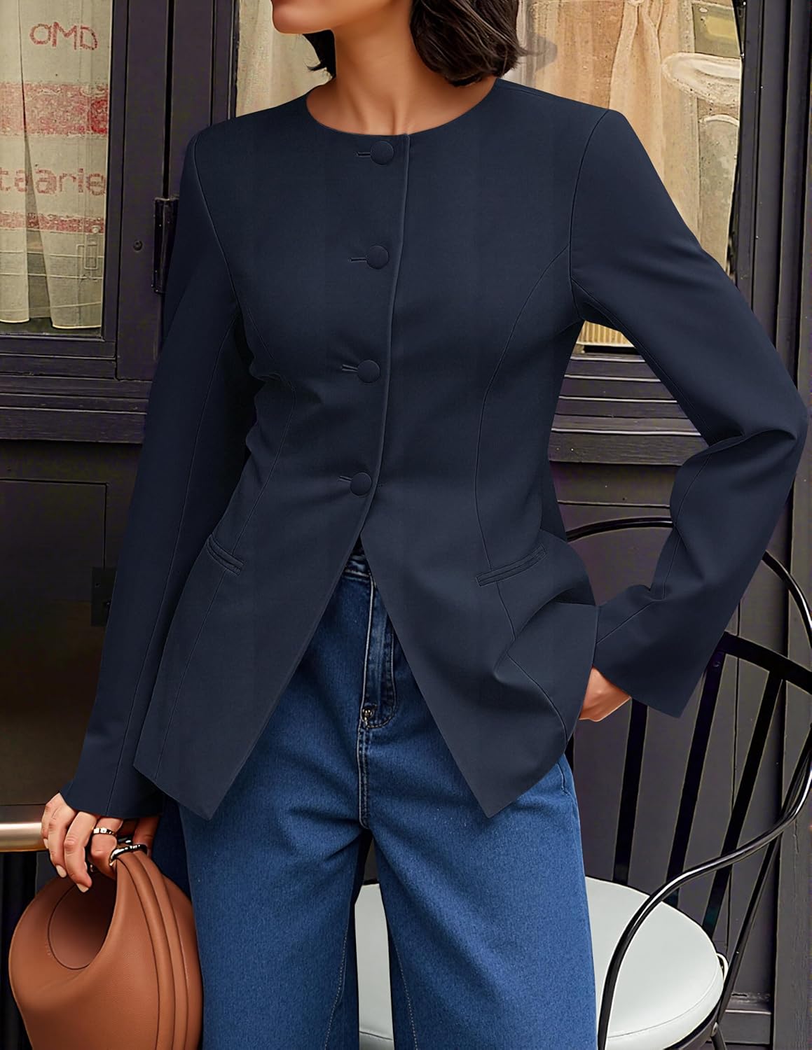 ZESICA Womens Business Casual Blazers Fall Long Sleeve Button Suit Jackets Office Work Outfits Fitted Blazer Clothes 2026 - Image 3