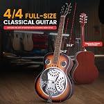 Pyle Resonator Guitare électrique acoustique – 6-String Col rond, résophonique traditionnel avec pré-amplificateur intégré, ensemble complet avec/cas, sangle, tuner & Choisir