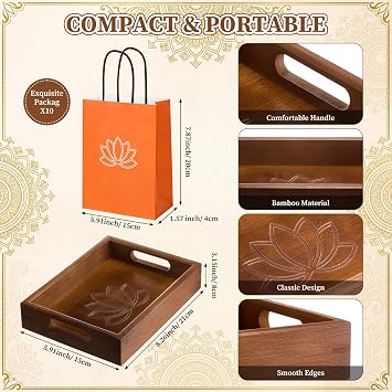 Novabright 10 Set Indian Return Gifts for Pooja Diwali Lotus Trays and Bags