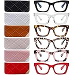 FSRTEP Oprah Style Readers for Women - 6 Pack Stylis Style Reading Glasses with Blue Light Blocking and Spring Hinge +3.5