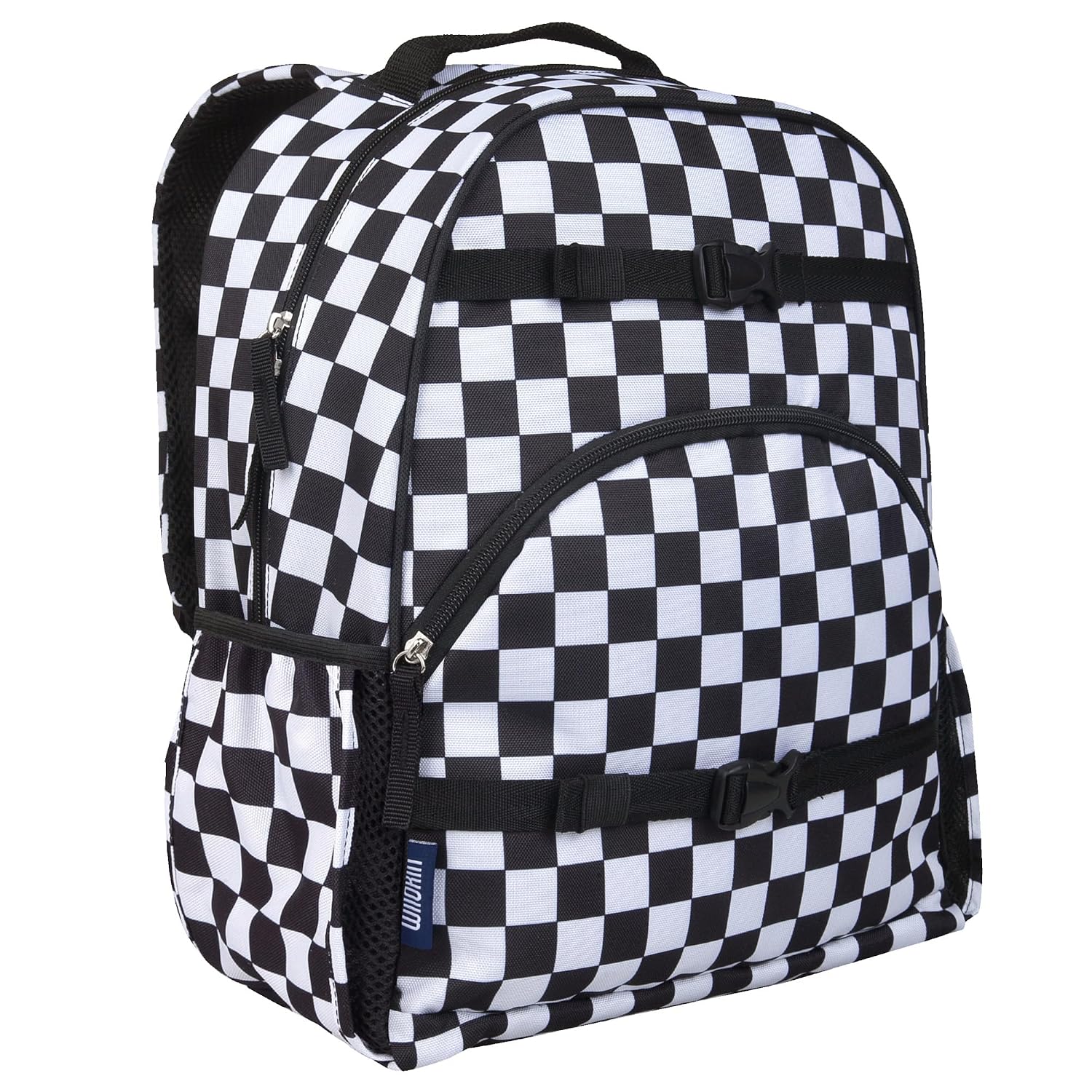 Wildkin Wet Bag Set & 17-Inch Eco Backpack Bundle for Kids – Leakproof Waterproof Wet/Dry Bags & Lightweight Sustainable for School & Travel - Black and White Checkered