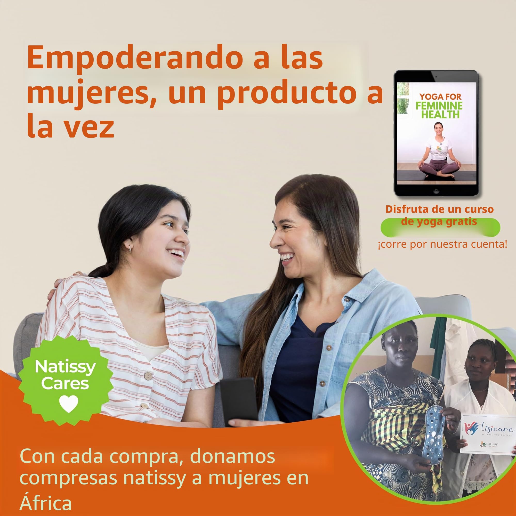 Natissy Compresas Reutilizables de Algodón Orgánico para Adolescente, Pack 6 (S+M)