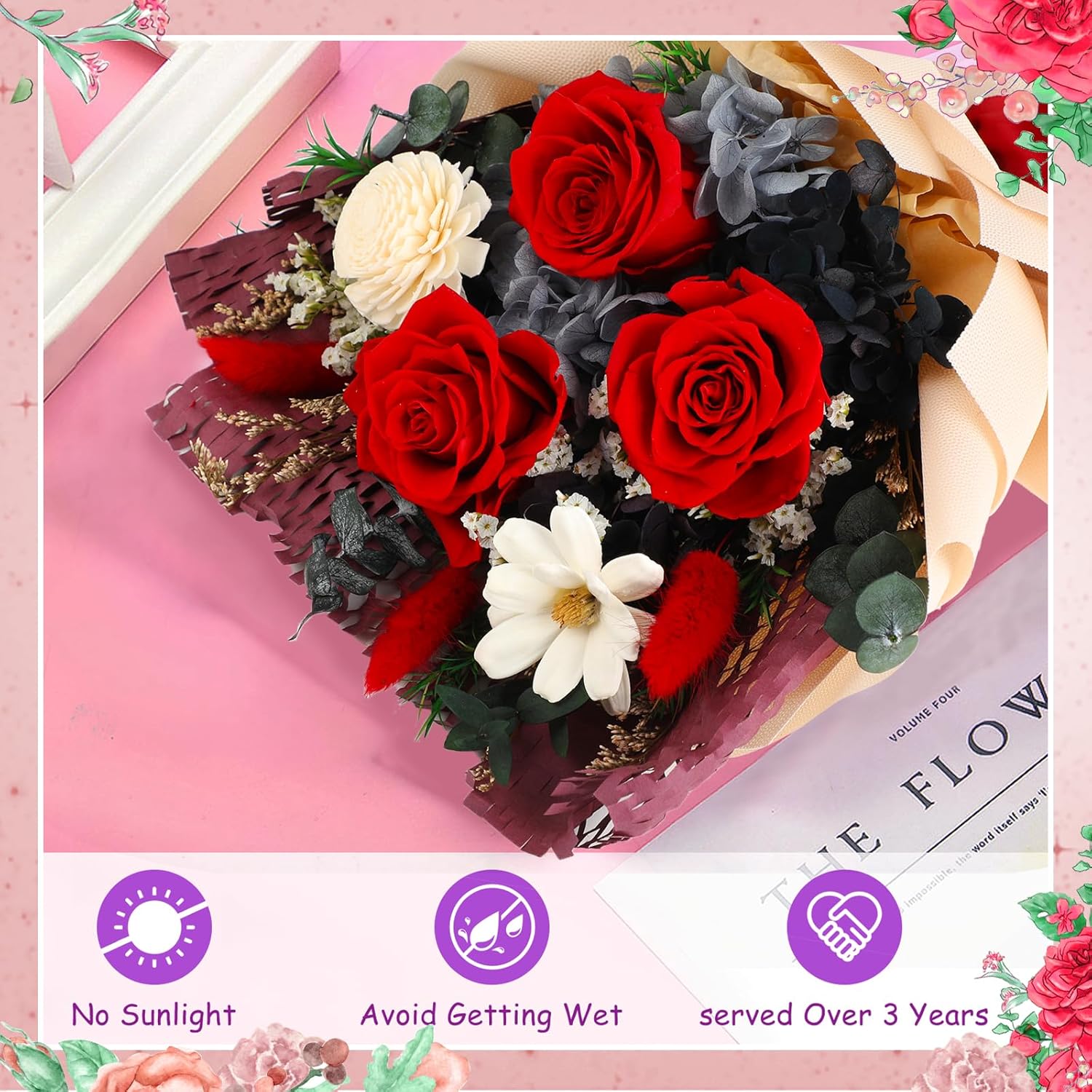 Valentines gifts for Women Her Mom Wife Girlfriend Grandma Preserved Flowers for birthday Mothers Day Anniversary Red Roses Bouquets flowers for delivery