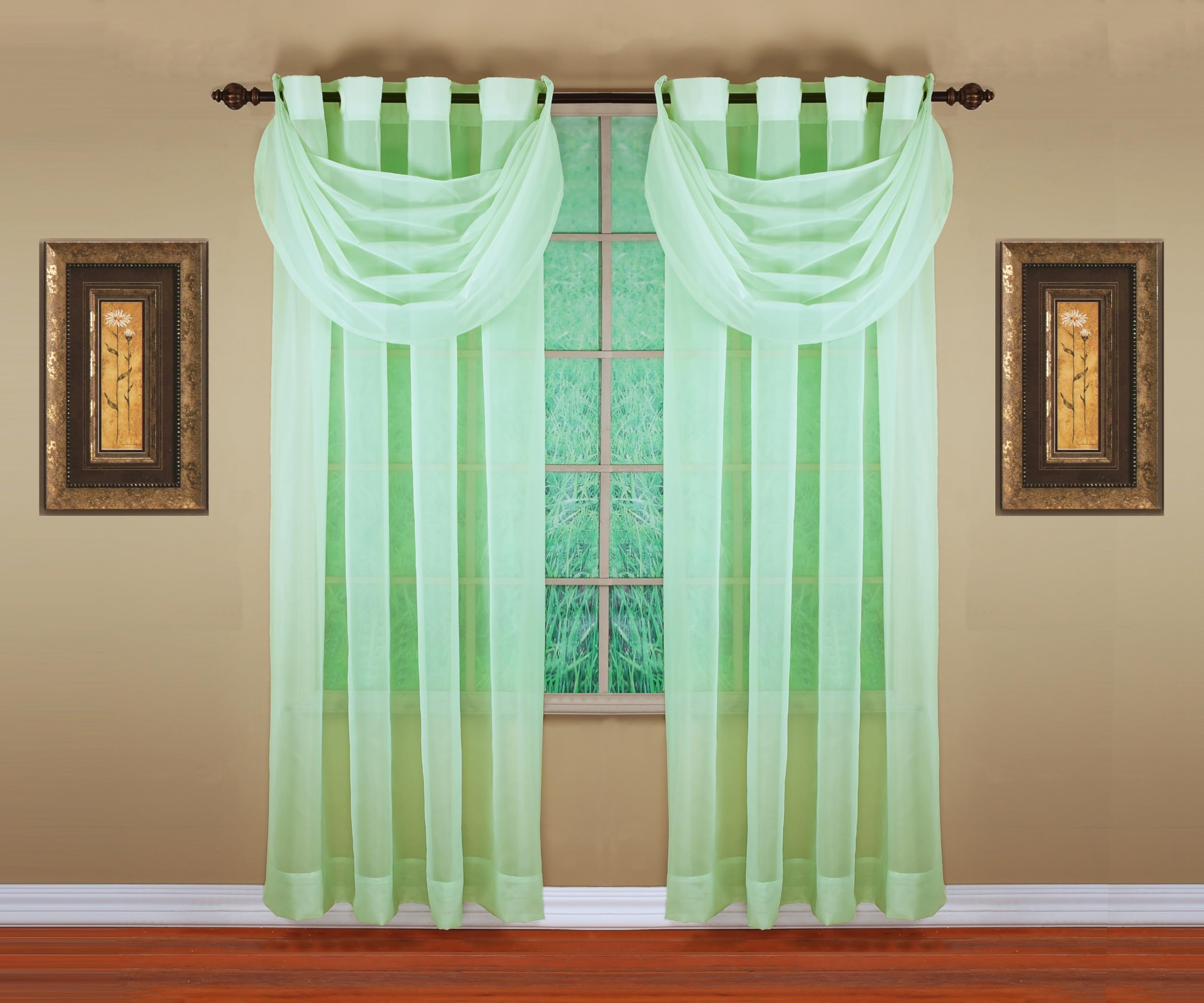 Today's Curtain, Emelia Grommet Sheer Panel 84" Sage, 59" W x 84" L