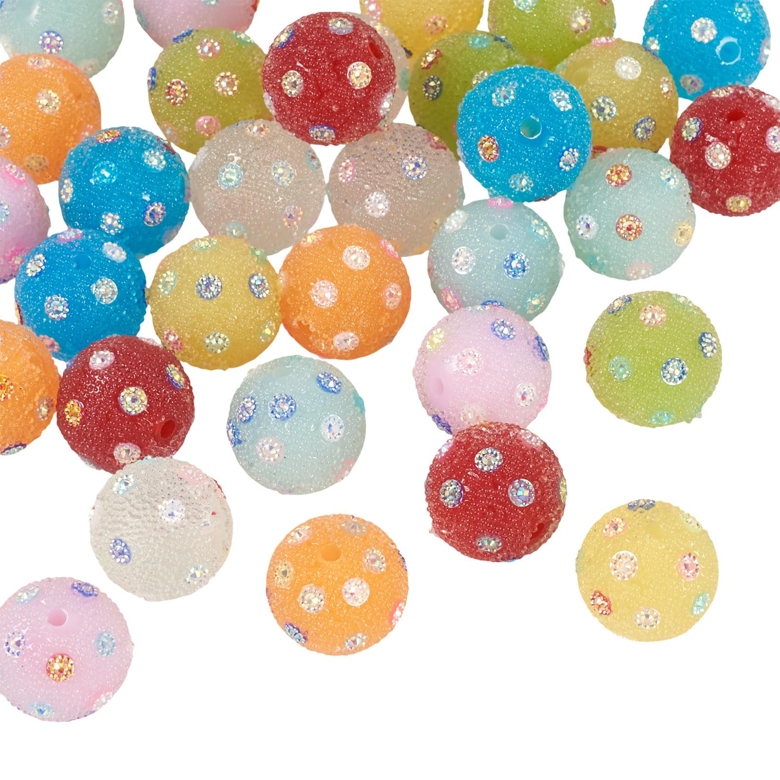 Perles rondes en strass 20 mm Cheriswelry en résine acrylique pour création de bijoux DIY