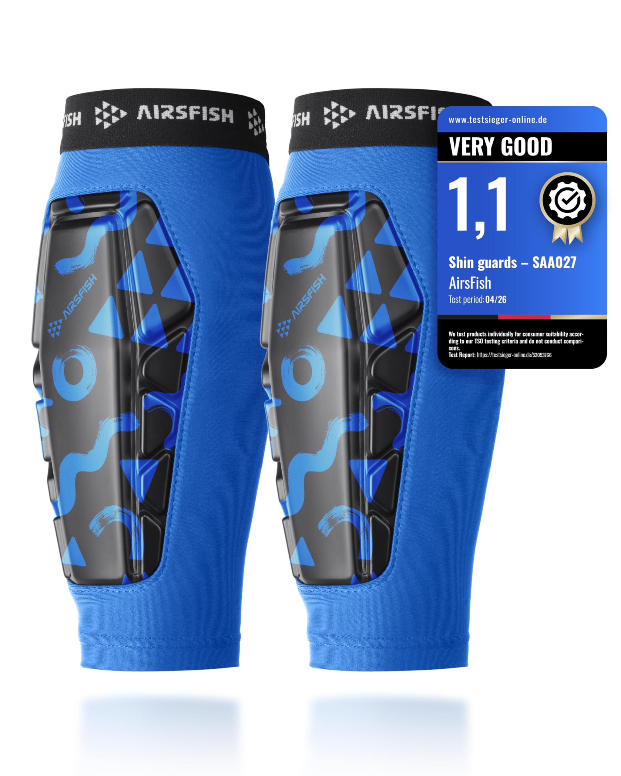 AirsFish Football Shin Pads Sleeves, PU Shock Core & Silicone Grip Strips, Ultra-Light Breathable Shin Defender, Lightweight Shin Guards for Kids