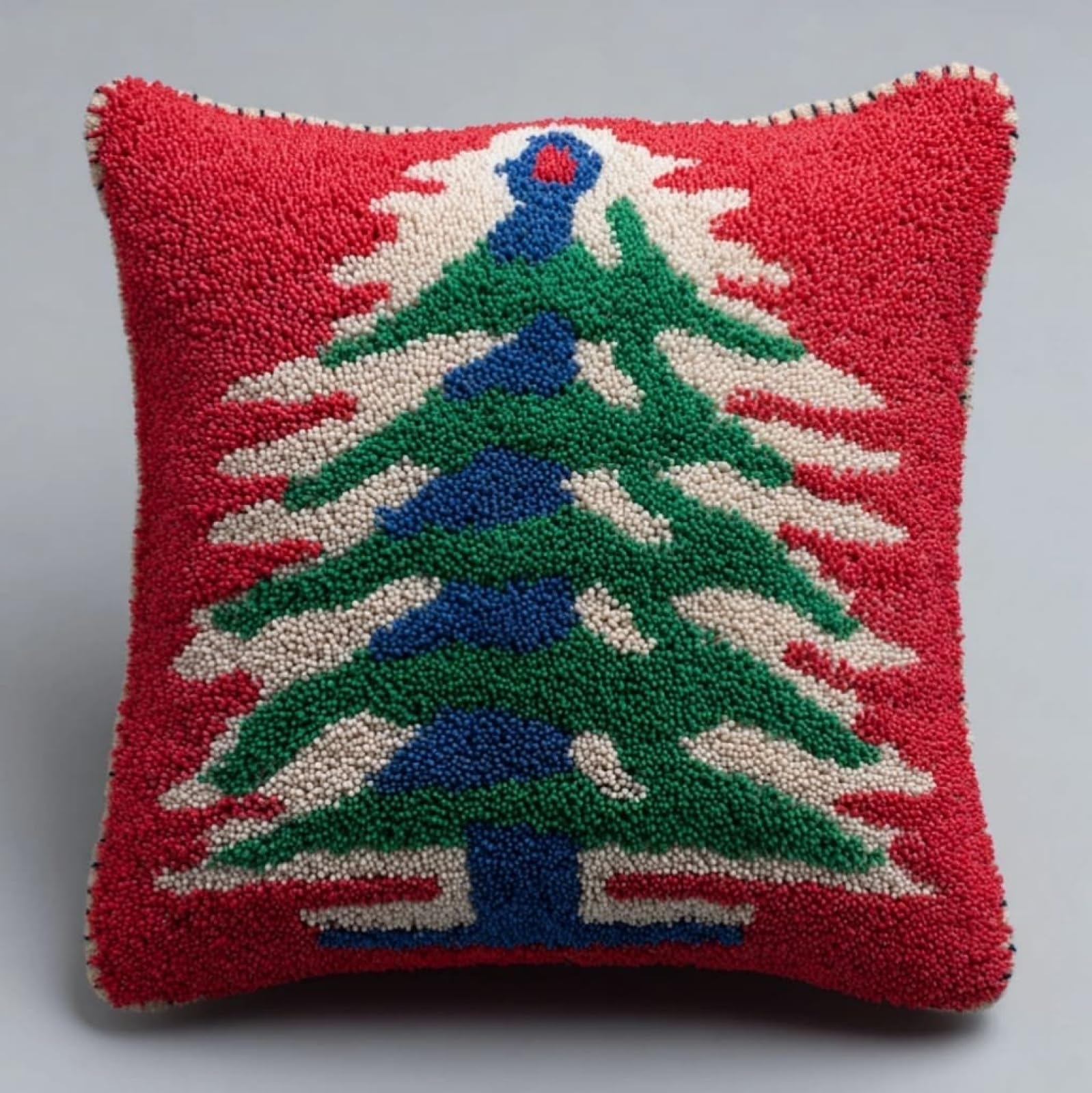 Wallustrioaw Christmas Tree 43X43cm Diy Latch Hook Cushion Kit,