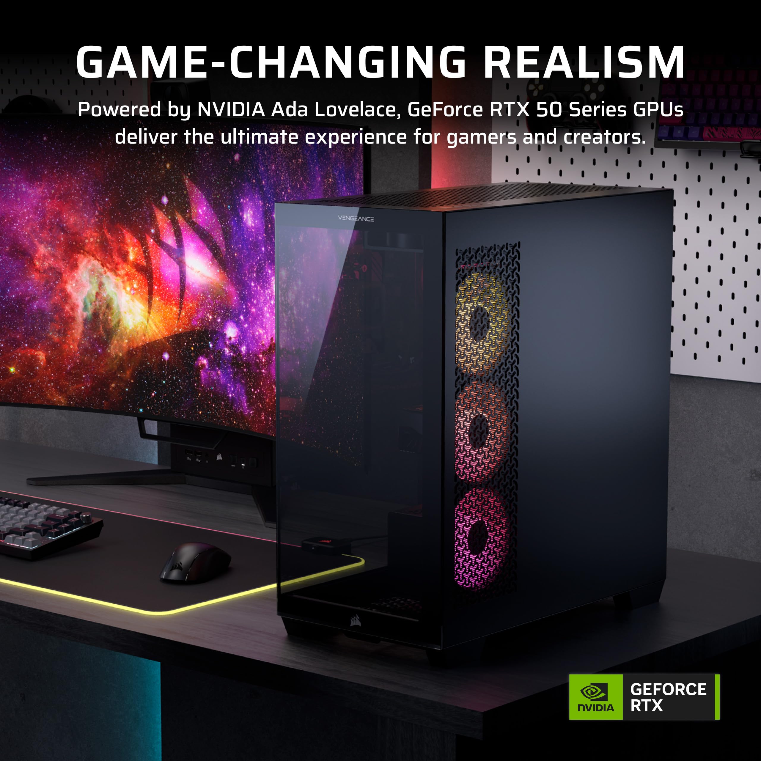 Corsair Vengeance i7500 Gaming PC – Liquid Cooled Intel® Core™ i9-14900KF CPU – NVIDIA® GeForce RTX™ 5090 GPU – 64GB Vengeance RGB DDR5 Memory – 2TB M.2 SSD – Black