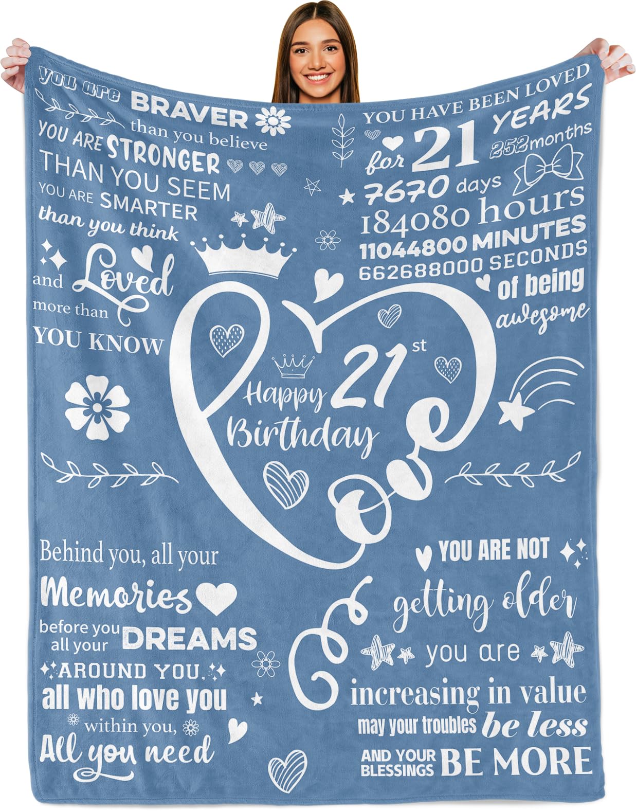Paready 21st Birthday Present for Her 21st Birthday Blanket 21 Year Old Birthday Presents Ideas 21st Birthday Decorations Best Blanket Present for Girls Daughter Friends Bestie Sister (50"x60")