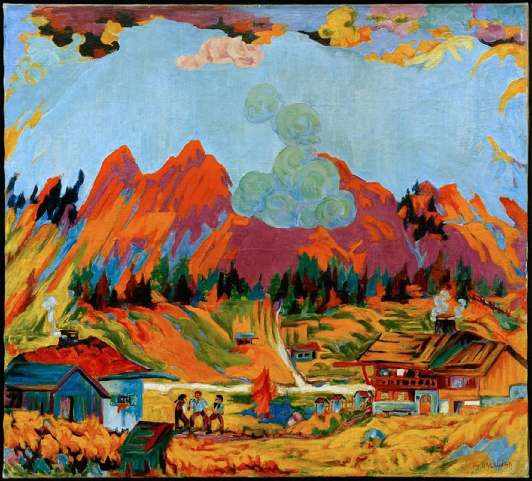 SERENDIPITP Abstract Painting Mural Print Picture Wall Decor Painting Landscape with Farmers by Vintage Wall Artwork for Home Decor 60x90cm