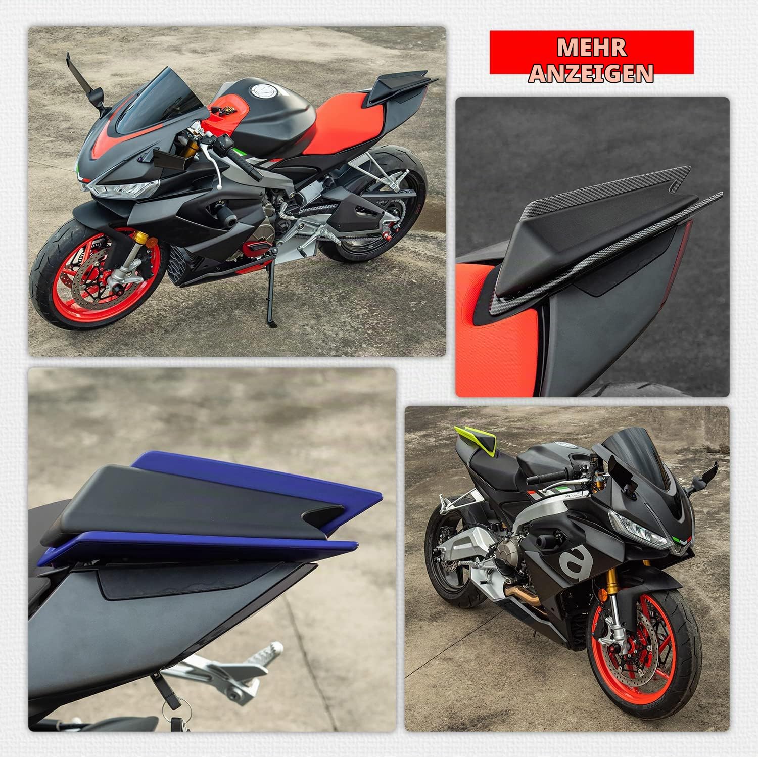 Motorrad Sitzbezug Beifahrersitz Gugel Höcker Verkleidung Heckteil für RS660 RS 660 Tuono660 Tuono 660 (2020-2023) RSV4 1100/Factory (2021-2023) Motorrad modifizierte Teile (Matt-schwarz)