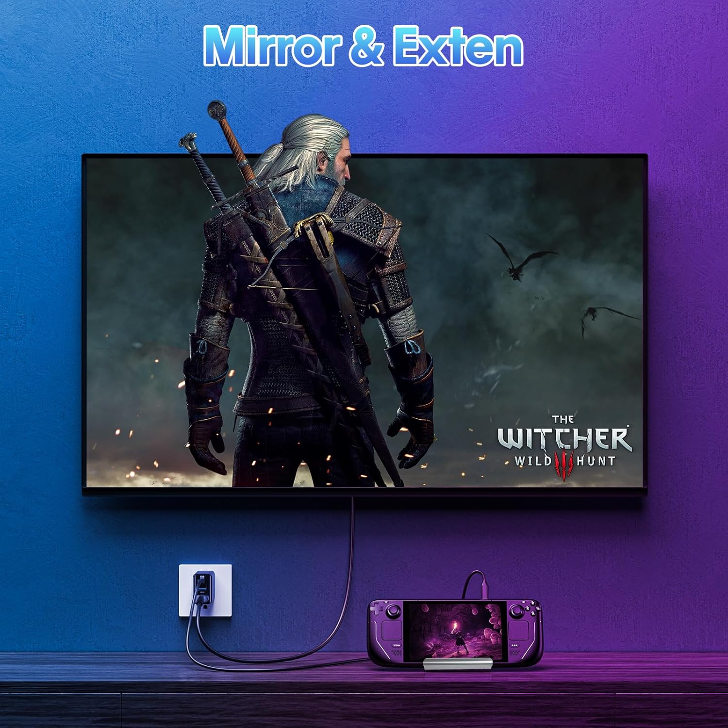 Docking Station for Steam Deck ROG Ally, 6 in 1 Stream Deck Dock with HDMI 2.0 4K@60Hz, 1000Mbps Gigabit Ethernet, 3 USB-A 3.0 and 100W Full Speed Charging USB-C Port Compatible with Valve Steam Deck