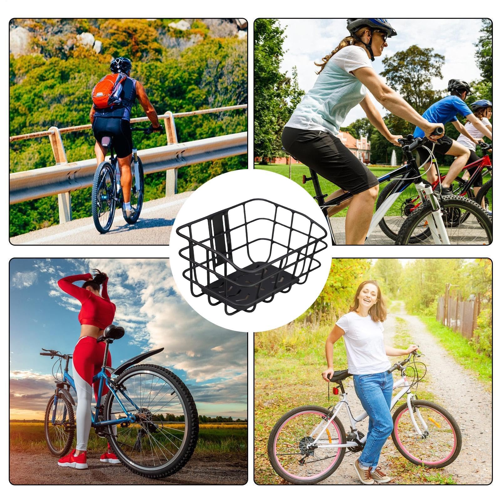 Cestino anteriore per bicicletta, 13,39 x 10,43 pollici, Easy Carrier per biciclette elettriche, costruzione stabile con design resistente alla ruggine, cestino per ruote in lega per uomini, donne