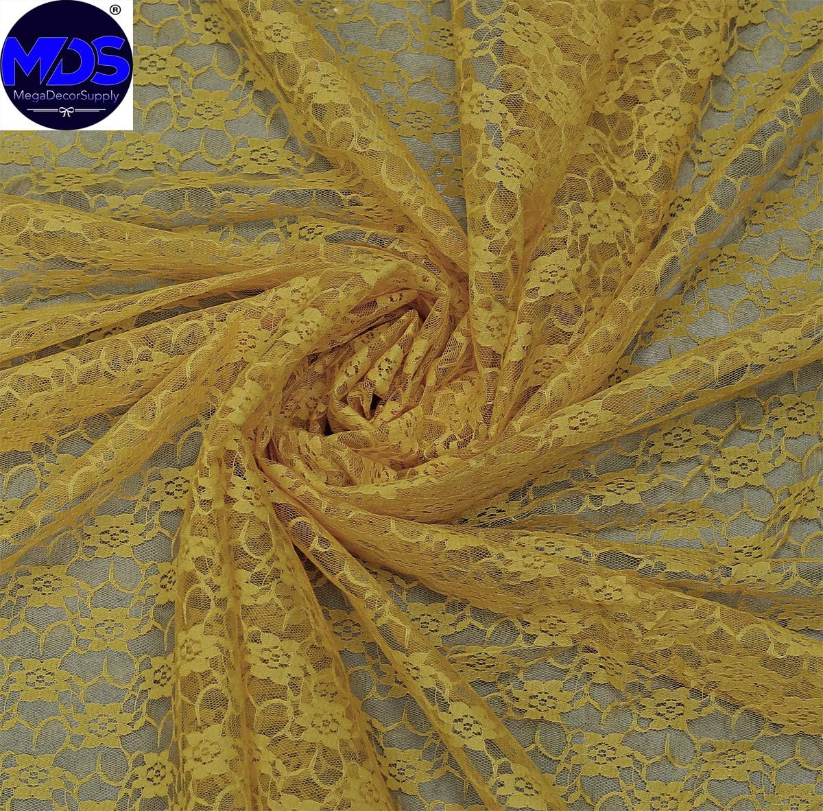 MDS Pack of 25 Wedding 27 x 170 inches Long Sheer lace Table Runner for Wedding Banquets Decorations Birthday Parties, Engagements, Rustic Boho for 14Feet Table Runners - Gold